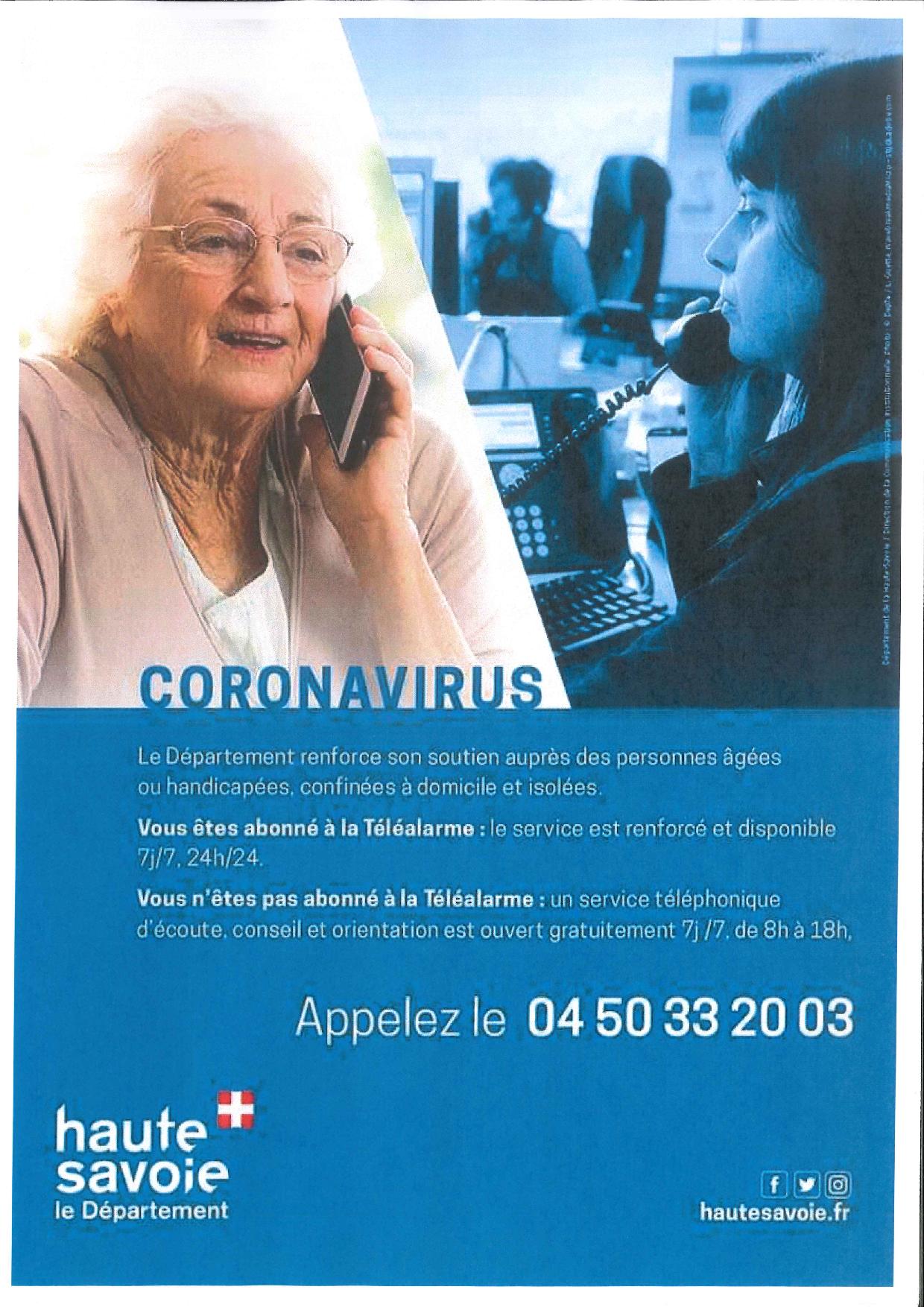 service téléphonique CORONAVIRUS